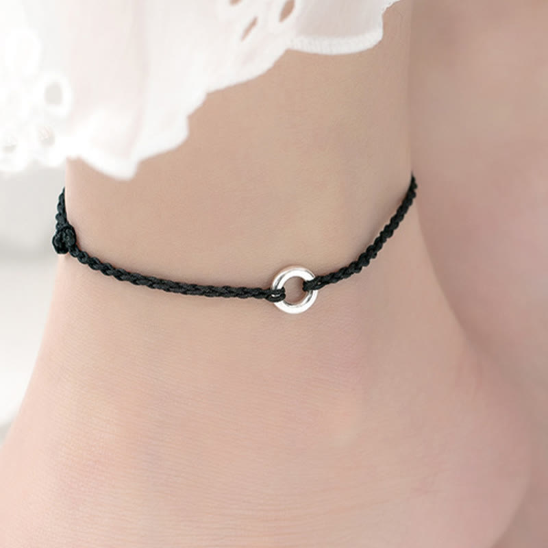 Buddha Stones 925 Sterling Silver Peace Buckle Luck String Braid Rope Anklet - image 13