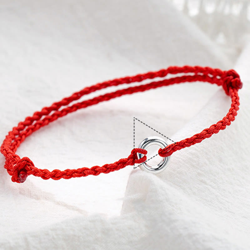 Buddha Stones 925 Sterling Silver Peace Buckle Luck String Braid Rope Anklet - image 4