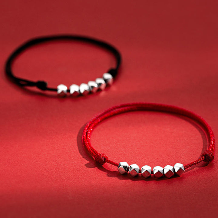 Buddha Stones 925 Sterling Silver Beads Luck Protection Braid Rope Anklet - image 1