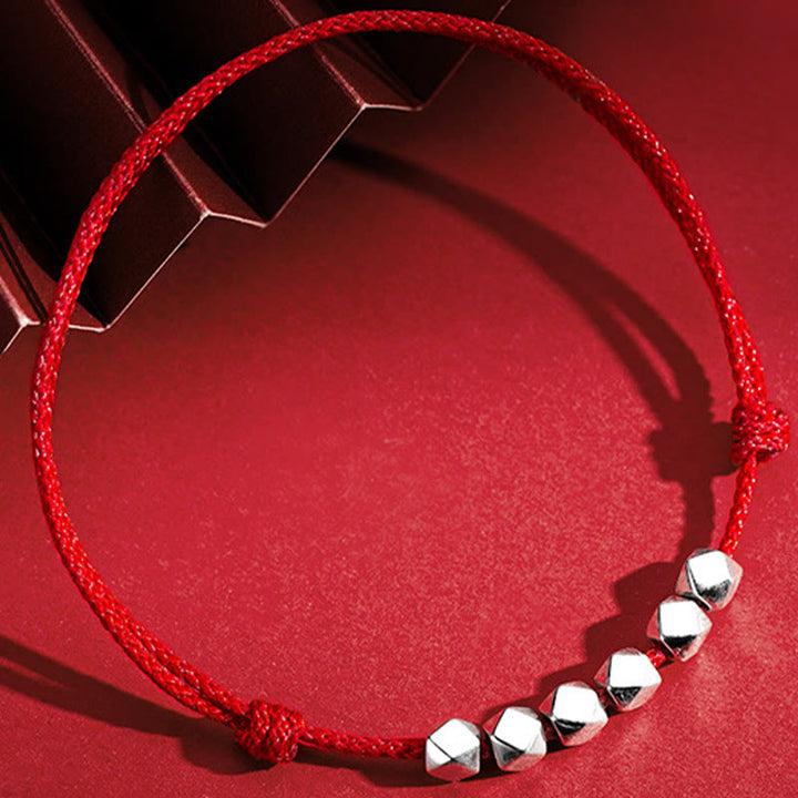 Buddha Stones 925 Sterling Silver Beads Luck Protection Braid Rope Anklet - image 2