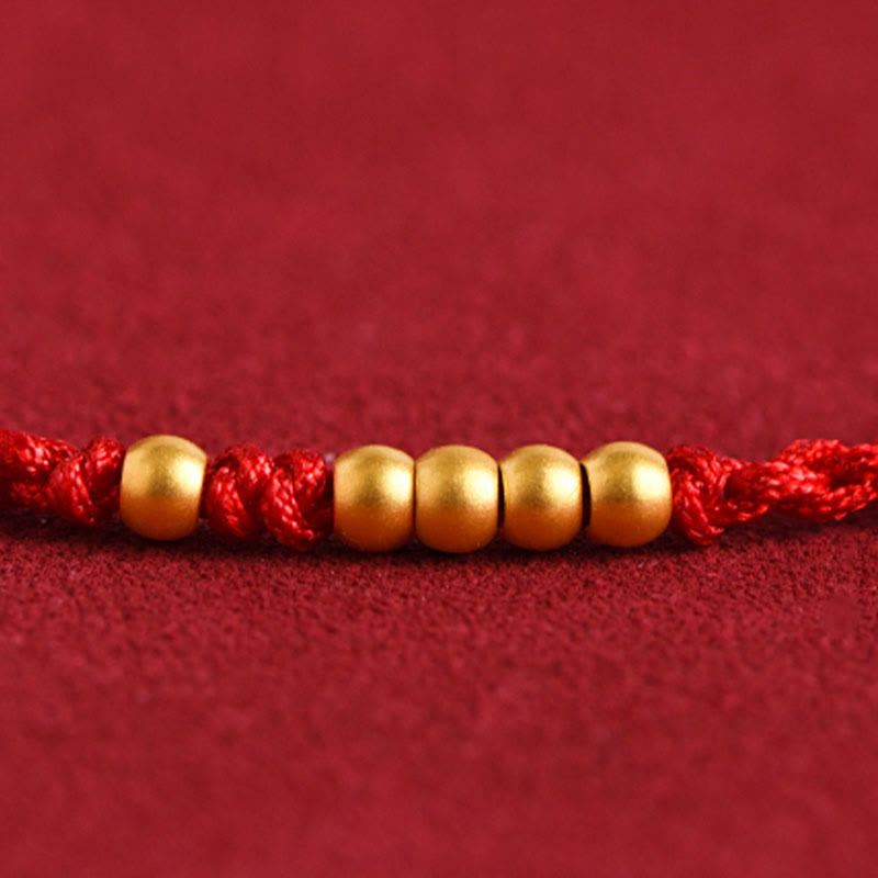 Buddha Stones 999 Gold Beads Luck Braided Protection Couple Bracelet - image 12