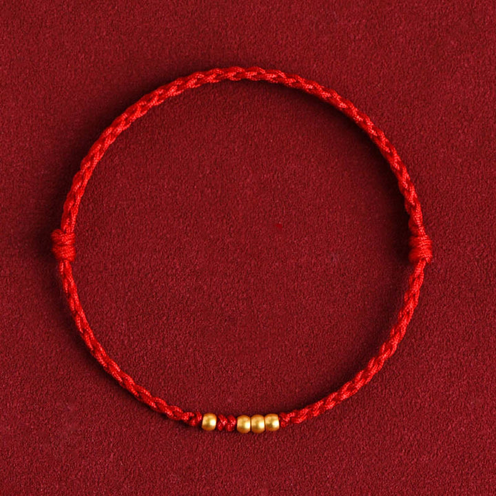 Buddha Stones 999 Gold Beads Luck Braided Protection Couple Bracelet - image 2