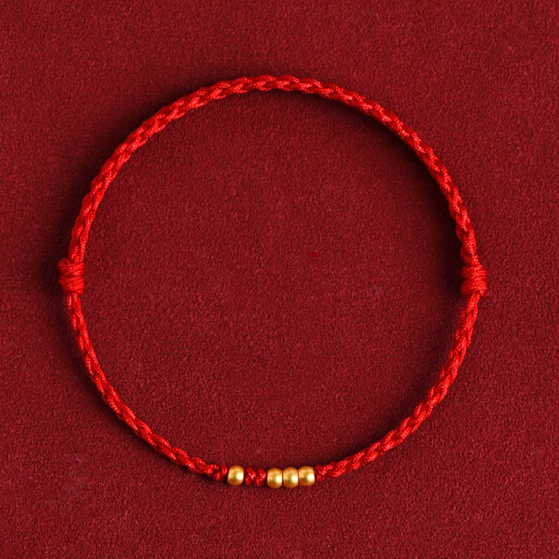 Buddha Stones 999 Gold Beads Luck Braided Protection Couple Bracelet - image 2