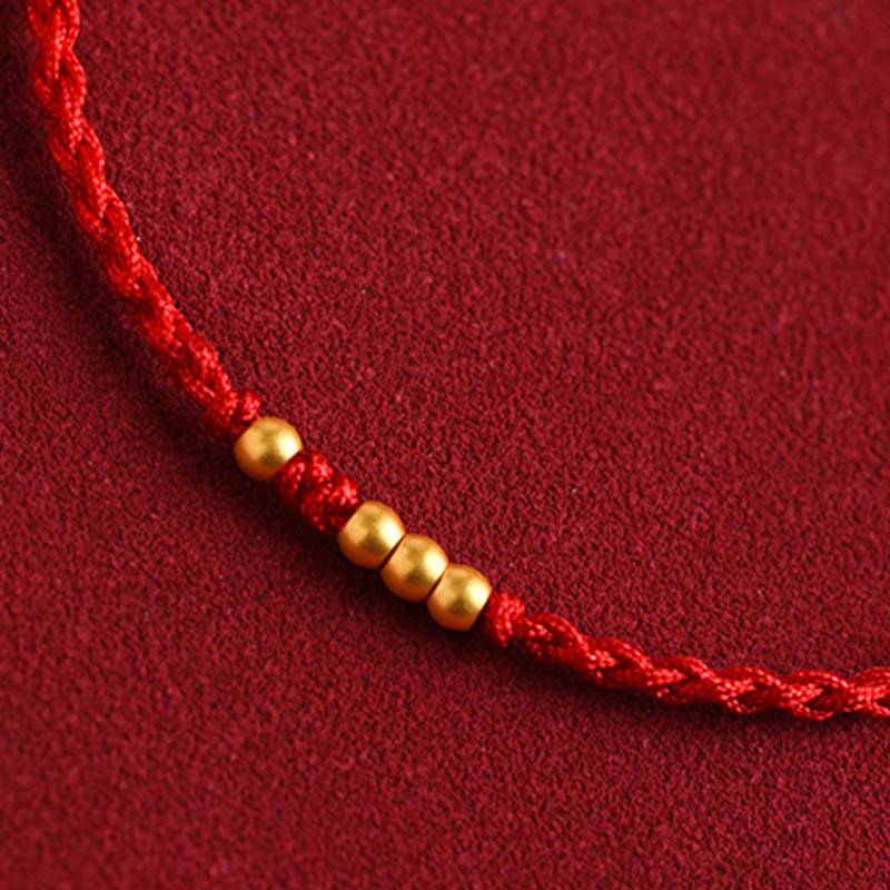 Buddha Stones 999 Gold Beads Luck Braided Protection Couple Bracelet - image 4