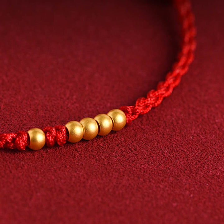 Buddha Stones 999 Gold Beads Luck Braided Protection Couple Bracelet - image 13