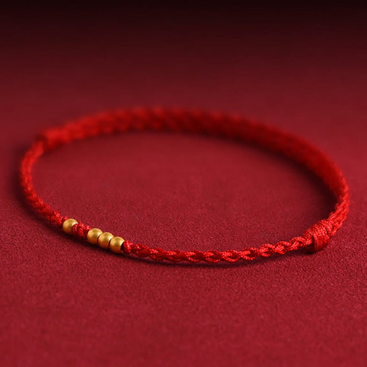 Buddha Stones 999 Gold Beads Luck Braided Protection Couple Bracelet