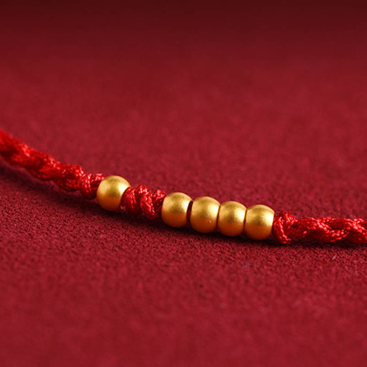 Buddha Stones 999 Gold Beads Luck Braided Protection Couple Bracelet - image 14