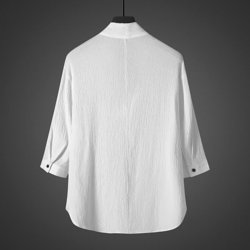 Buddha Stones Casual V-Neck Three Quarter Sleeve Men's Shirt - image 2