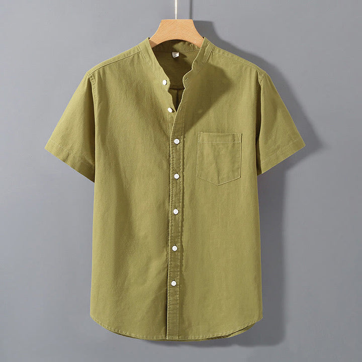 Buddha Stones Summer Men's Short Sleeve Button Down Cotton Linen Shirt - YellowGreen - US/UK/AU42，EU52 (3XL)  - image 16