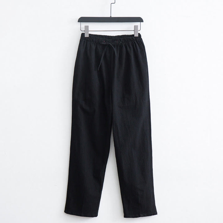Buddha Stones Men's Solid Color Cotton Casual Drawstring Pants With Pockets - Black - US/UK/AU44，EU54 (4XL)  - image 1