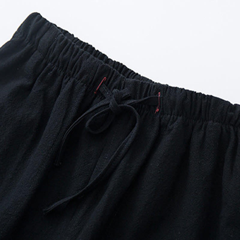 Buddha Stones Men's Solid Color Cotton Linen Casual Drawstring Pants With Pockets - image 4
