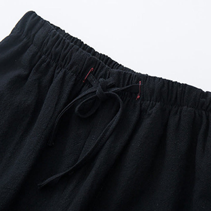 Buddha Stones Men's Solid Color Cotton Linen Casual Drawstring Pants With Pockets - image 4