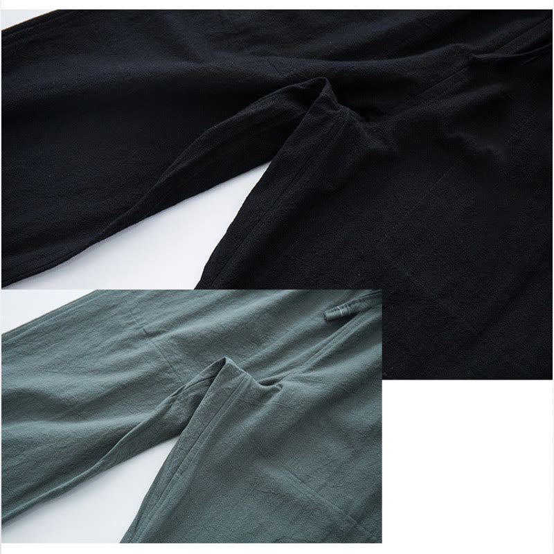 Buddha Stones Men's Solid Color Cotton Linen Casual Drawstring Pants With Pockets - image 7