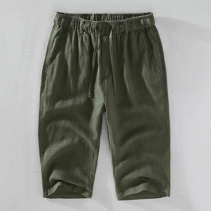 Buddha Stones Men's Solid Color Ramie Linen Drawstring Cropped Pants With Pockets - DarkSeaGreen - US/UK/AU42，EU52 (3XL)  - image 13