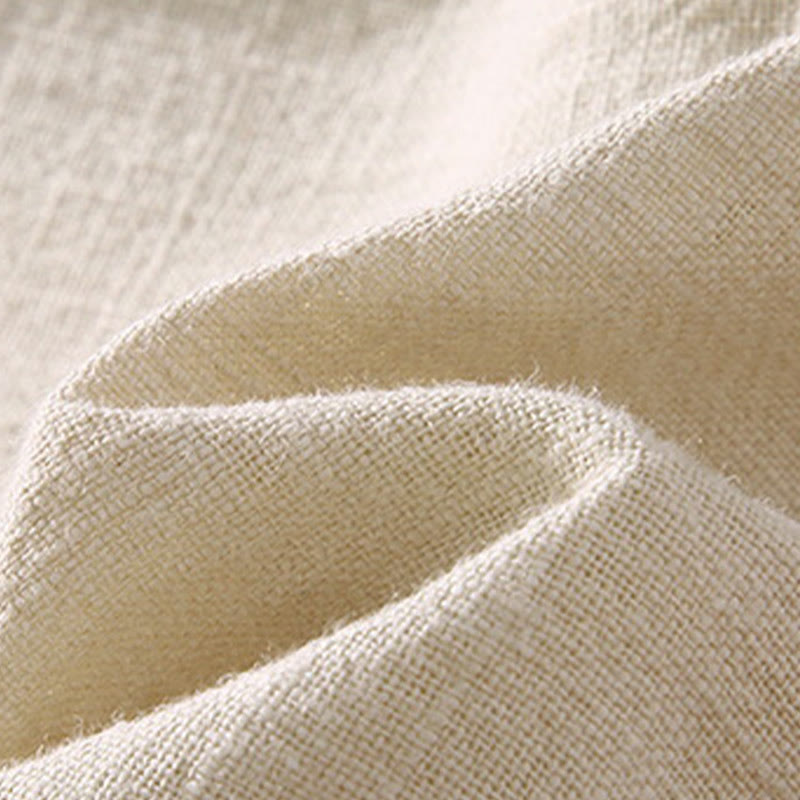 Buddha Stones Men's Solid Color Ramie Linen Drawstring Cropped Pants With Pockets - image 7