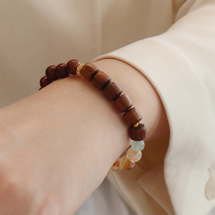 Buddha Stones Sandalwood Rosewood Citrine Protection Bracelet