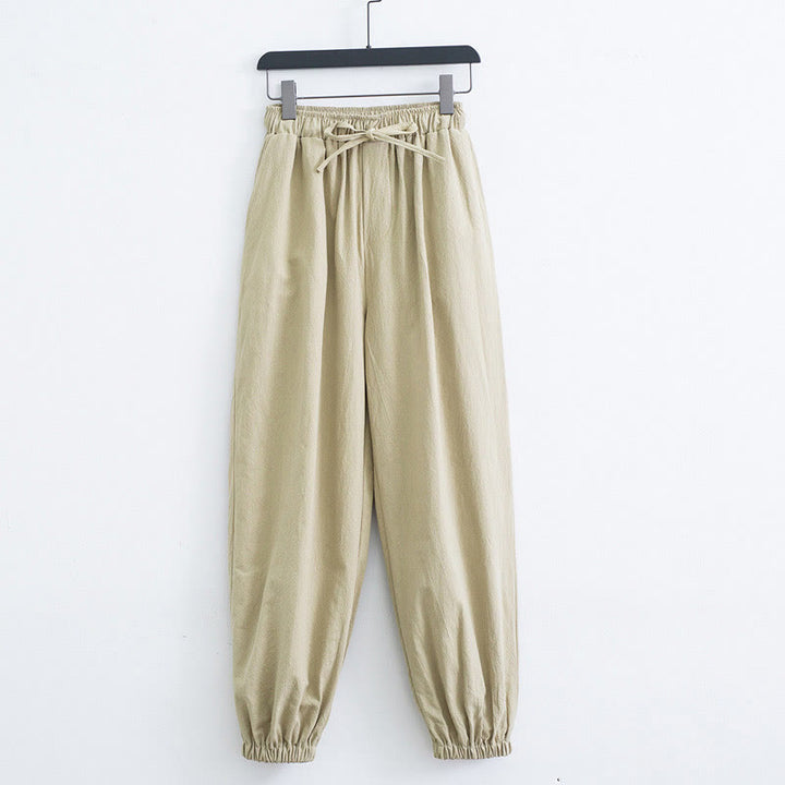 Buddha Stones Solid Color Cotton Linen Casual Men's Harem Pants With Pockets - Wheat - US/UK/AU44，EU54 (4XL) - image 8