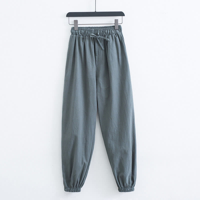 Buddha Stones Solid Color Cotton Linen Casual Men's Harem Pants With Pockets - DarkSeaGreen - US/UK/AU44，EU54 (4XL) - image 13