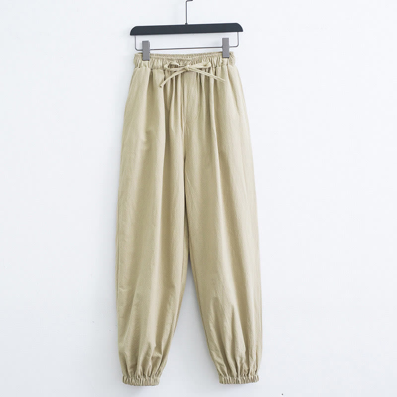 Buddha Stones Solid Color Cotton Linen Casual Men's Harem Pants With Pockets - Wheat - US/UK/AU44，EU54 (4XL) - image 9