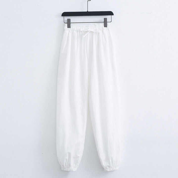 Buddha Stones Solid Color Cotton Linen Casual Men's Harem Pants With Pockets - White - US/UK/AU44，EU54 (4XL) - image 7