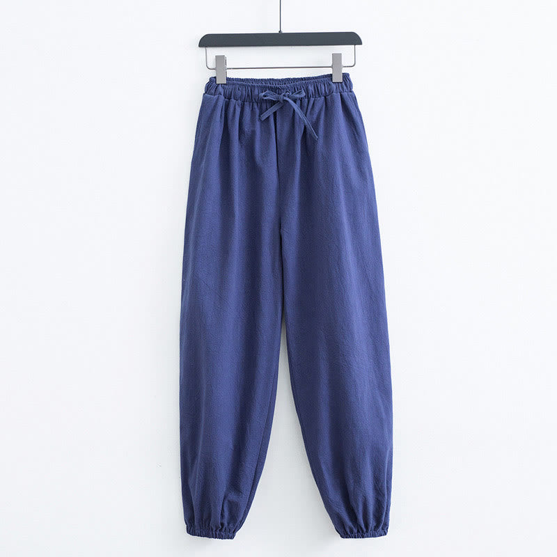 Buddha Stones Solid Color Cotton Linen Casual Men's Harem Pants With Pockets - SteelBlue - US/UK/AU44，EU54 (4XL) - image 10