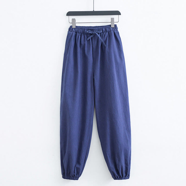Buddha Stones Solid Color Cotton Linen Casual Men's Harem Pants With Pockets - SteelBlue - US/UK/AU44，EU54 (4XL) - image 10