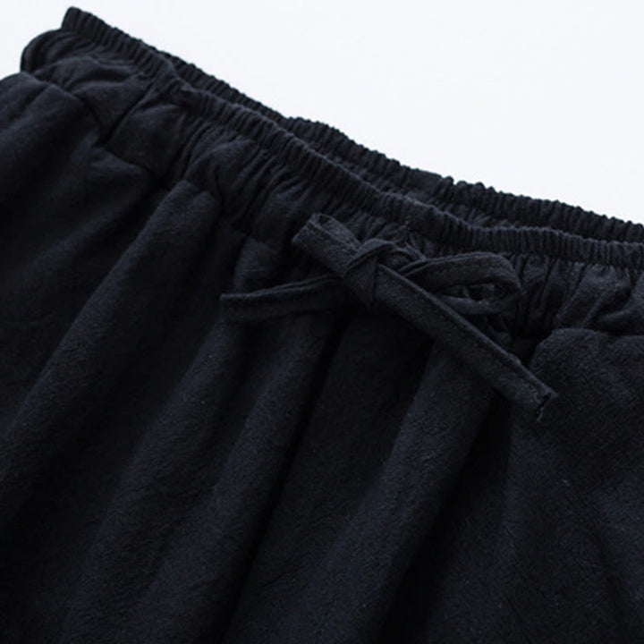 Buddha Stones Solid Color Cotton Linen Casual Men's Harem Pants With Pockets - image 3
