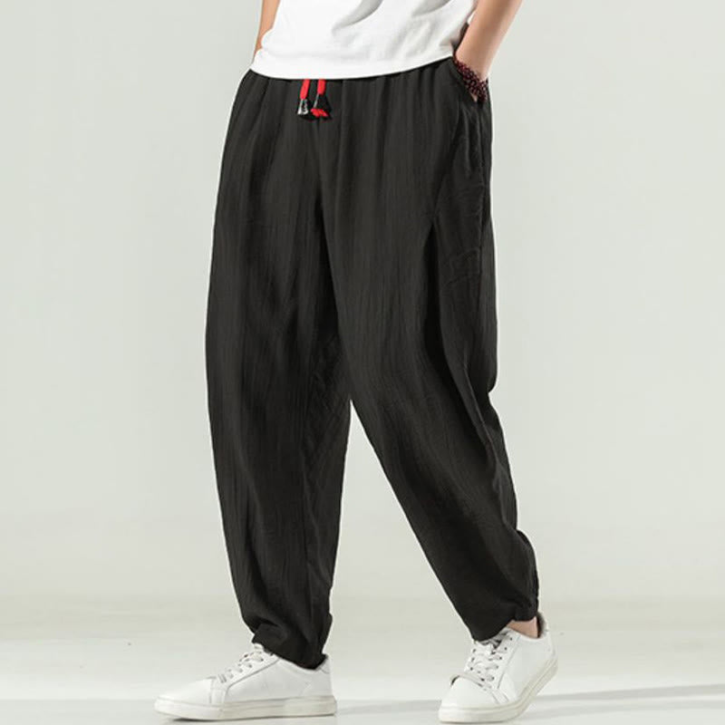Buddha Stones Cotton Men's Drawstring Harem Pants With Pockets - image 19