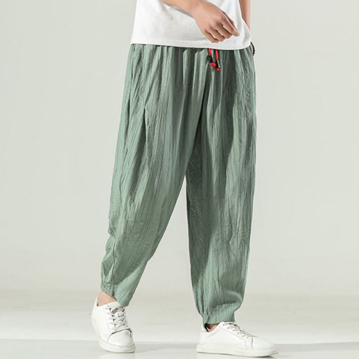 Buddha Stones Cotton Men's Drawstring Harem Pants With Pockets - image 11