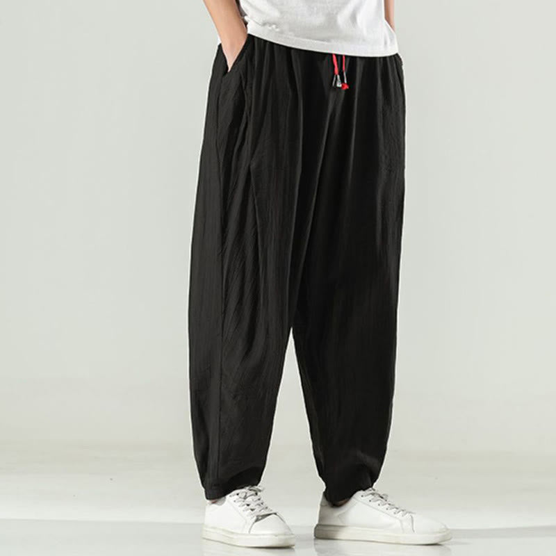 Buddha Stones Cotton Men's Drawstring Harem Pants With Pockets - image 21