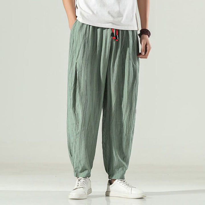 Buddha Stones Cotton Men's Drawstring Harem Pants With Pockets - image 12