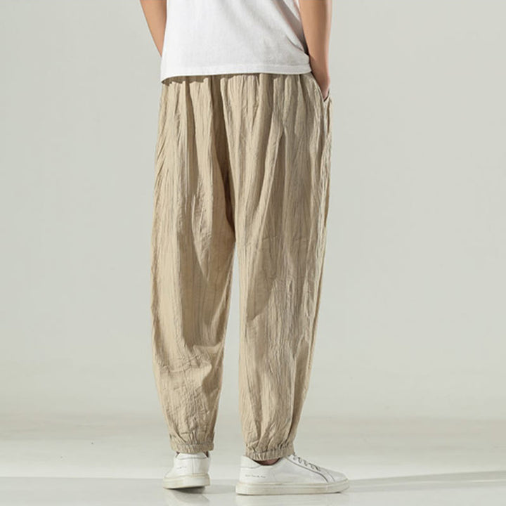 Buddha Stones Cotton Men's Drawstring Harem Pants With Pockets - image 2