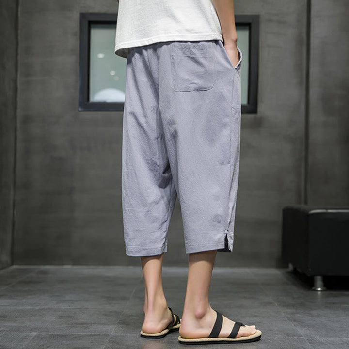 Buddha Stones Summer Men's Drawstring Cropped Pants With Pockets - image 19