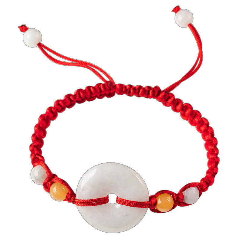 Buddha Stones Jade Peace Buckle Luck Red String Bracelet