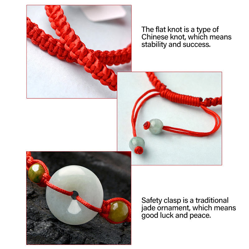 Buddha Stones Jade Peace Buckle Luck Red String Bracelet