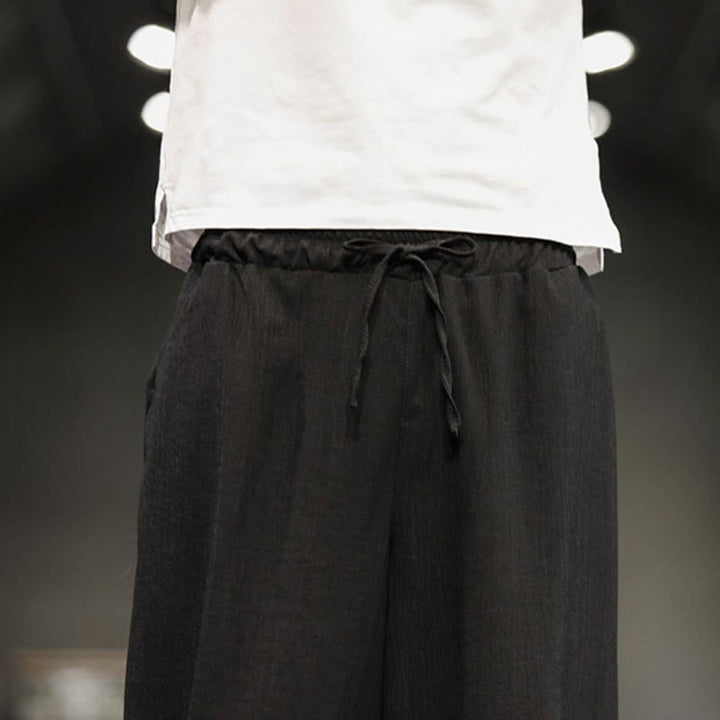 Buddha Stones Summer Solid Men's Cotton Linen Cropped Pants With Pockets - image 33