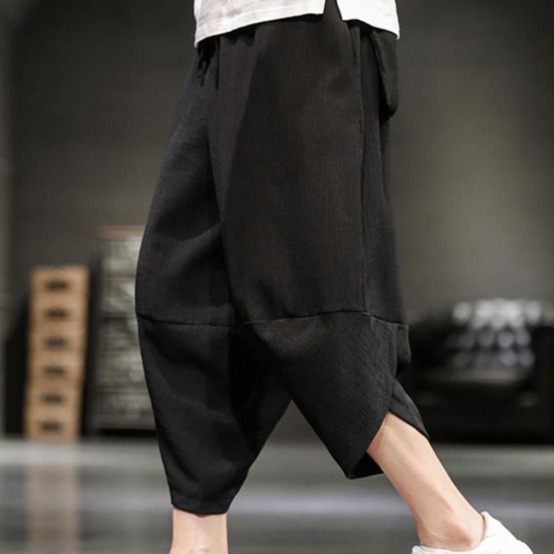 Buddha Stones Summer Solid Men's Cropped Pants With Pockets - Black - US/UK/AU46，EU56 (5XL)  - image 24