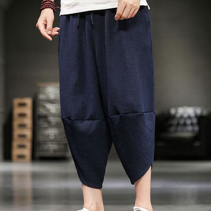Buddha Stones Summer Solid Men's Cotton Linen Cropped Pants With Pockets - image 21