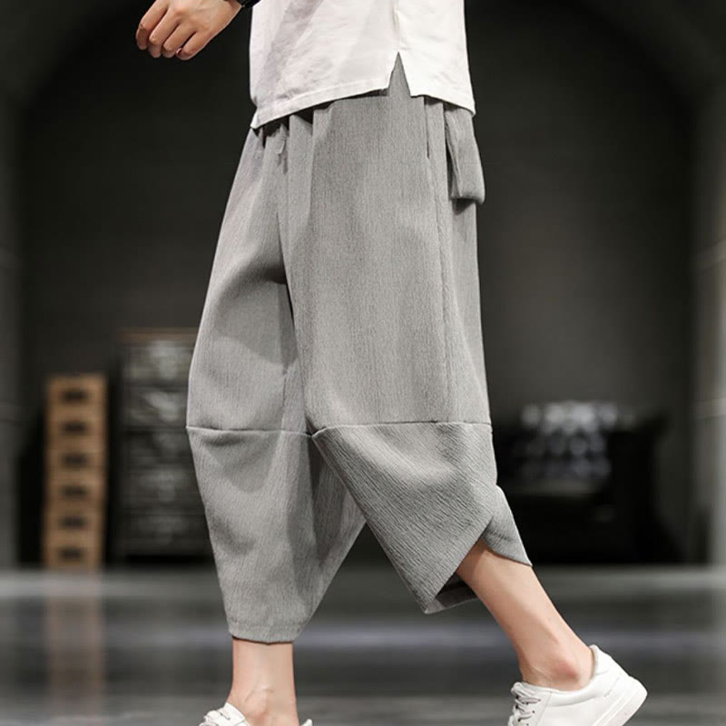Buddha Stones Summer Solid Men's Cropped Pants With Pockets - image 6