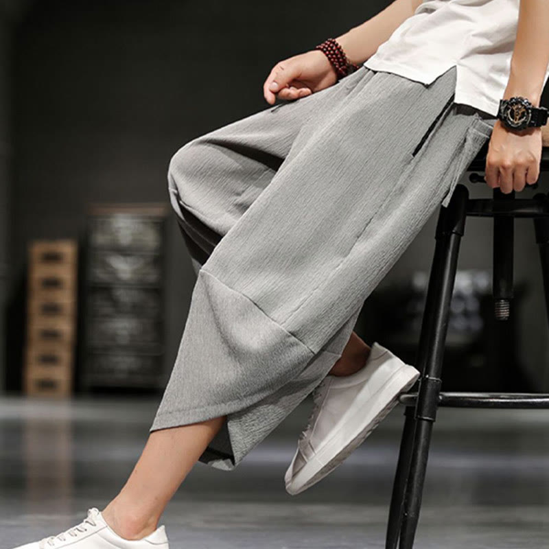 Buddha Stones Summer Solid Men's Cropped Pants With Pockets - image 4