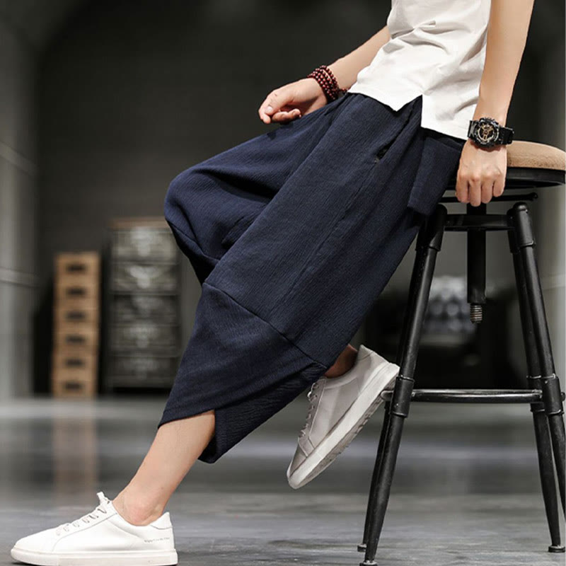 Buddha Stones Summer Solid Men's Cropped Pants With Pockets - image 20