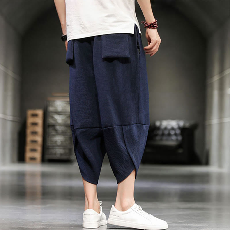 Buddha Stones Summer Solid Men's Cropped Pants With Pockets - image 19