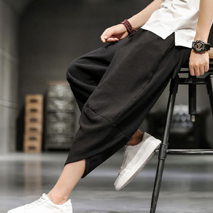 Buddha Stones Summer Solid Men's Cropped Pants With Pockets - image 28