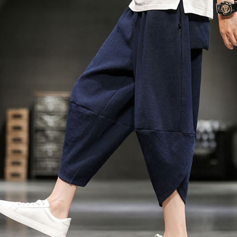 Buddha Stones Summer Solid Men's Cropped Pants With Pockets - image 22