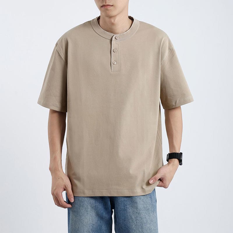 Buddha Stones Solid Men's Short Sleeve Button Cotton Shirt