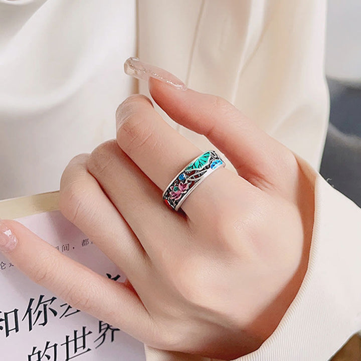 Buddha Stones 925 Sterling Silver Koi Fish Lotus Luck Everything Goes Well Ring - image 11