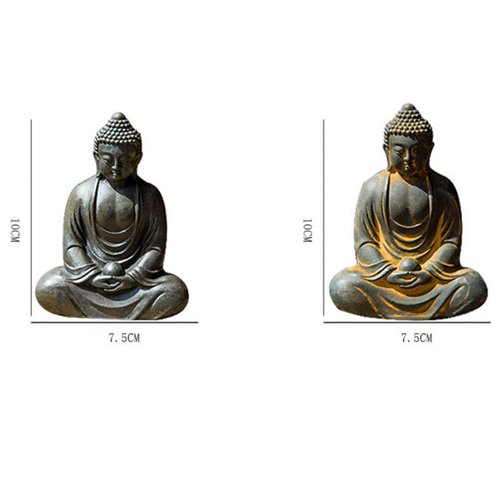 Buddha Stones Tibetan Meditating Buddha Iron Powder Rust Cast Resin Statue Serenity Decoration