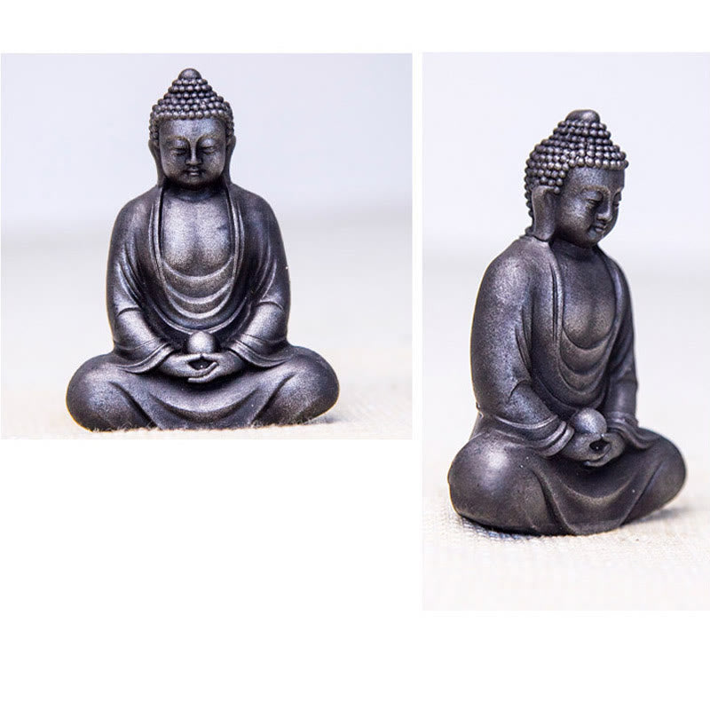 Buddha Stones Tibetan Meditating Buddha Iron Powder Rust Cast Resin Statue Serenity Decoration