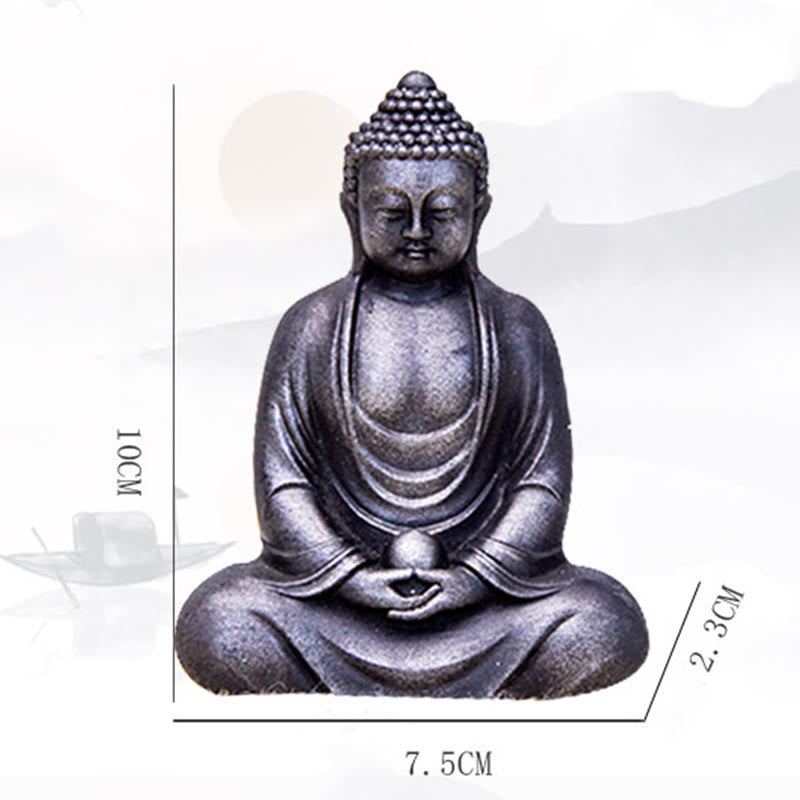 Buddha Stones Tibetan Meditating Buddha Iron Powder Rust Cast Resin Statue Serenity Decoration