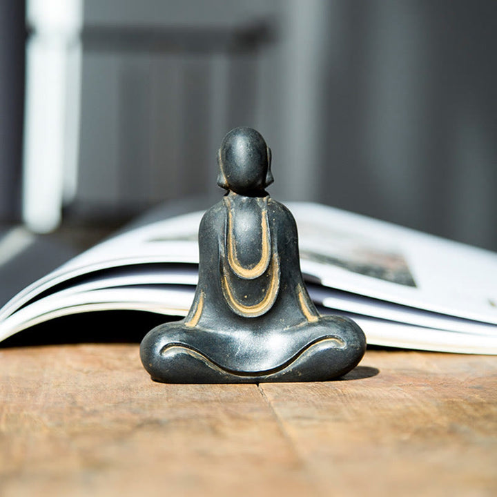 Buddha Stones Tibetan Buddha Iron Powder Rust Cast Resin Statue Desk Decoration